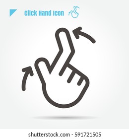 icon click hand vector illustration isolated sign symbol logo objects thin line for web, modern minimalistic flat design vector on white background