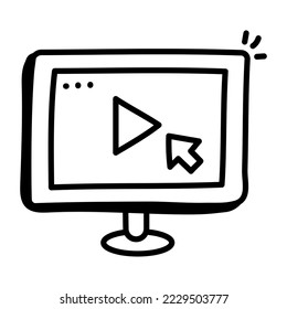 Icon of click video doodle vector 