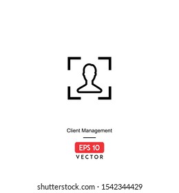 Icon client management illustration with line style, isolated on white background. EPS10 - Vector