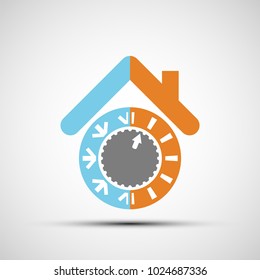 Icon climate control regulator. Switch toggle hot and cold temperatures. Design logo of smart home. Stock vector illustration.