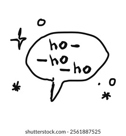 Icon or clip art with a christmas theme. Hand drawn a simple speech bubble, childlike naive doodle vector illustration