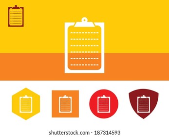 Icon of Clip Board on colorful background with four other buttons with color shades. Eps-10