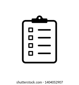 Icon clipboard checklist or document with checkmark with text in flat style. EPS 10