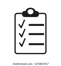 Icon clipboard checklist or document with checkmark with text in flat style. EPS 10 - Vector
