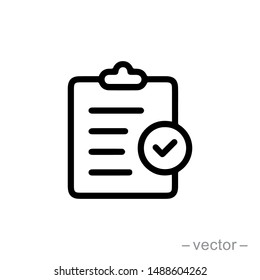 Icon clipboard checklist or document with checkmark with text in flat style. EPS 10