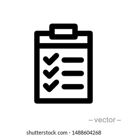 Icon clipboard checklist or document with checkmark with text in flat style. EPS 10