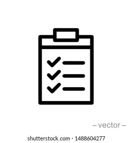 Icon clipboard checklist or document with checkmark with text in flat style. EPS 10