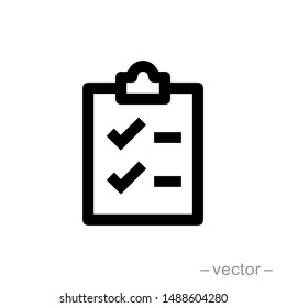 Icon clipboard checklist or document with checkmark with text in flat style. EPS 10