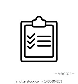 Icon clipboard checklist or document with checkmark with text in flat style. EPS 10