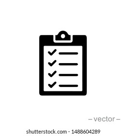 Icon Clipboard Checklist Or Document With Checkmark With Text In Flat Style. EPS 10