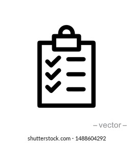 Icon clipboard checklist or document with checkmark with text in flat style. EPS 10