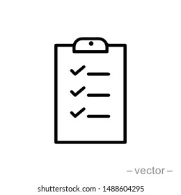 Icon clipboard checklist or document with checkmark with text in flat style. EPS 10