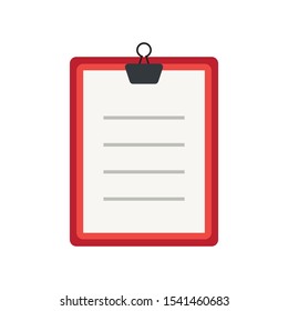 Icon clipboard checklist or document with checkmark with text in flat style
