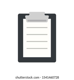 Icon clipboard checklist or document with checkmark with text in flat style
