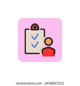 Icono de Plan de lista de verificación de Portapapeles, optimización, documento. Concepto de productividad. Se puede utilizar para temas como la gestión, la Encuesta, la eficacia