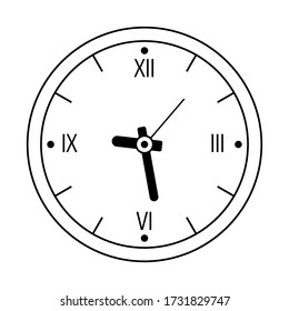 Reloj de iconos de estilo plano. Reloj analógico. Símbolo de la gestión del tiempo, cronómetro con hora, minuto y segunda flecha. Ilustración vectorial simple sobre fondo blanco