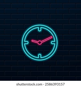 icon clock. Suitable for party symbol. neon style. Two-tone style. Simple editable design. Design template vector. Simple symbol illustration.