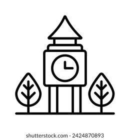 An icon of clock tower in modern design style, isolated on white background