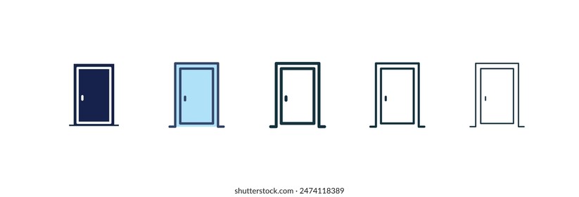 Icono de una puerta cerrada para la indicación de privacidad y seguridad en estilo negro relleno y perfilado.