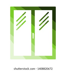 Icon Of Closed Window Frame. Flat Color Ladder Design. Vector Illustration.