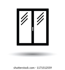 Icon of closed window frame. White background with shadow design. Vector illustration.