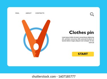 Icon of clothes pin. Peg, washing, cleaning. Laundry concept. Can be used for topics like housework, household, drying