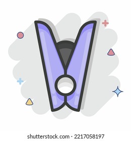 Icon Clothespin. related to Laundry symbol. Comic Style. simple design editable. simple illustration, good for prints