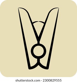 Icon Clothespin. related to Laundry symbol. hand drawn style. simple design editable. simple illustration, good for prints