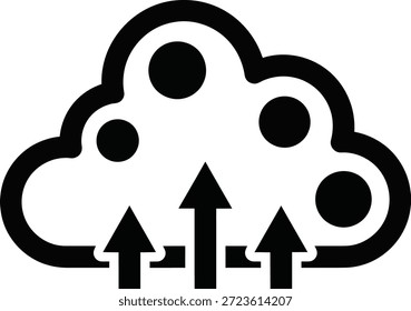 Icono de nube con flechas apuntando hacia arriba, que simboliza el Cargar de datos y el almacenamiento