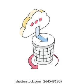Um ícone de backup em nuvem projetado em estilo isométrico