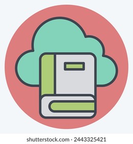 Icon Cloud Book 2. related to Learning symbol. color mate style. simple design illustration