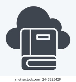 Icon Cloud Book 2. related to Learning symbol. glyph style. simple design illustration
