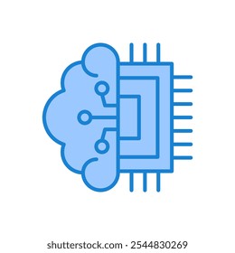 
icon Cloud computing, data processing, and artificial intelligence concept. Suitable for technologythemed designs or business presentations. Digital innovation in action.
