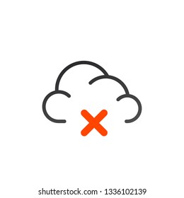 icon cloud icon with cross or delete sign. Vector illustration isolated on white background.