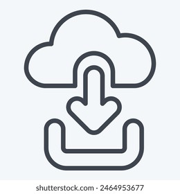 Icon Cloud Download. related to Button Download symbol. line style. simple design illustration