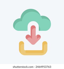 Icon Cloud Download. related to Button Download symbol. color mate style. simple design illustration