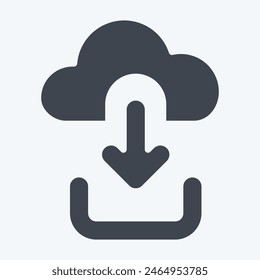 Icon Cloud Download. related to Button Download symbol. glyph style. simple design illustration