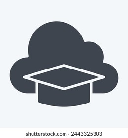 Icon Cloud Education. related to Learning symbol. glyph style. simple design illustration