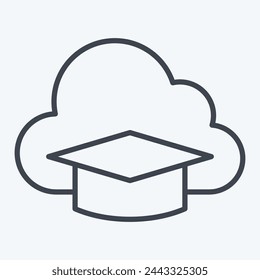 Icon Cloud Education. related to Learning symbol. line style. simple design illustration