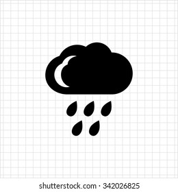 Icon of cloud and falling raindrops