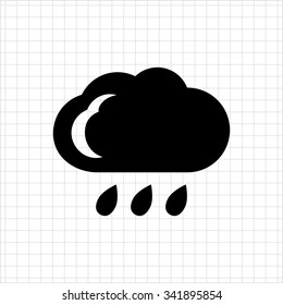 Icon of cloud and few falling raindrops