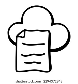 Un icono del archivo en la nube en el diseño moderno del doodle 