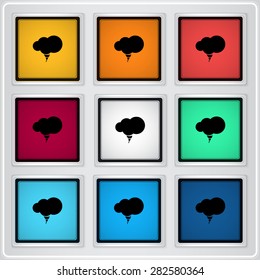 Icon cloud. Flat design style. Made vector illustration. Emblem or label with shadow.