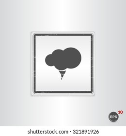 Icon cloud. Flat design style. Made vector illustration. Emblem or label with shadow.