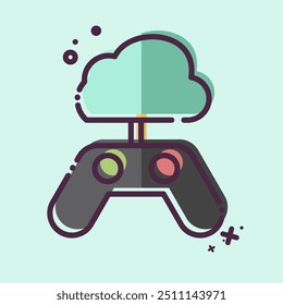 Symbol-Cloud-Spiel. in Bezug auf das Netzwerksymbol. MBE-Stil. einfache Abbildung