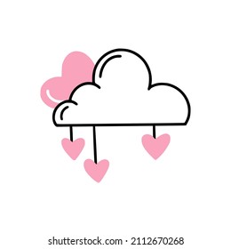 An icon of cloud with heart-shaped moon. 