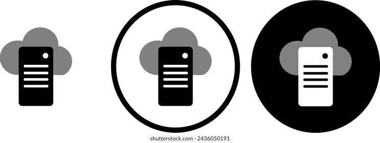 icon Cloud hosting black outline for web site design 
and mobile dark mode apps 
Vector illustration on a white background