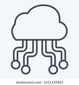 Icon Cloud Hosting. related to Network symbol. line style. simple illustration