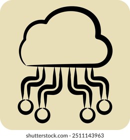 Icon Cloud Hosting. related to Network symbol. hand drawn style. simple illustration