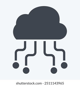 Icon Cloud Hosting. in Bezug auf das Netzwerksymbol. Glyphenformat. einfache Abbildung